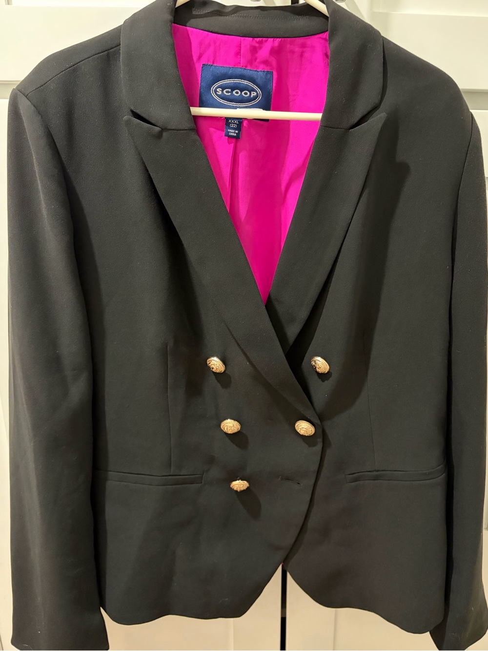 Scoop Double Breasted Blazer with Gold Buttons - Size 3XL (22)
